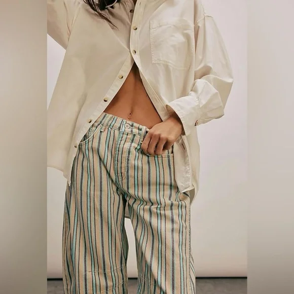 Loveimgs Women's Boyfriend Baggy Barrel Stripe Jeans Size Small (US 4-6) NWT - Picture 5 of 17